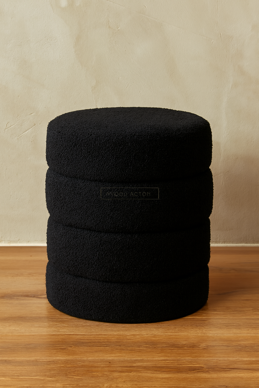 Boucle Premium Round Stool Black | Stylish Fabric Stool