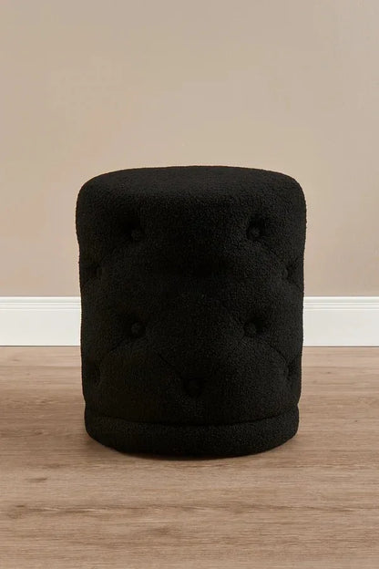 Boucle Premium Round Stool Black | Stylish Fabric Stool