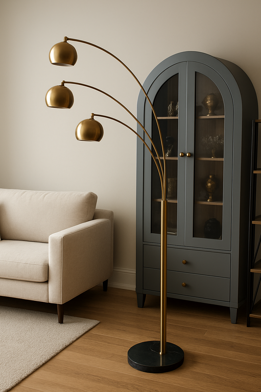 Bronze Lamp Arc 02 – Brass & Marble Floor Lamp Lahore