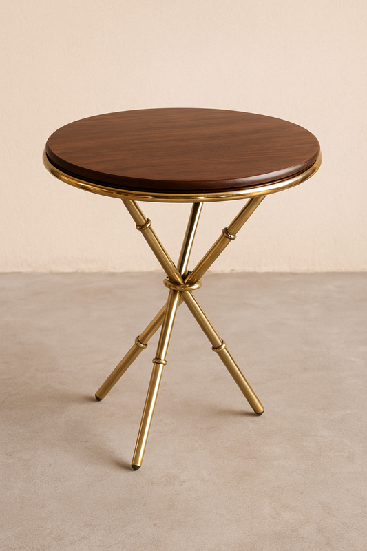 Brown Wooden Top Table – Imported Brass Side Table