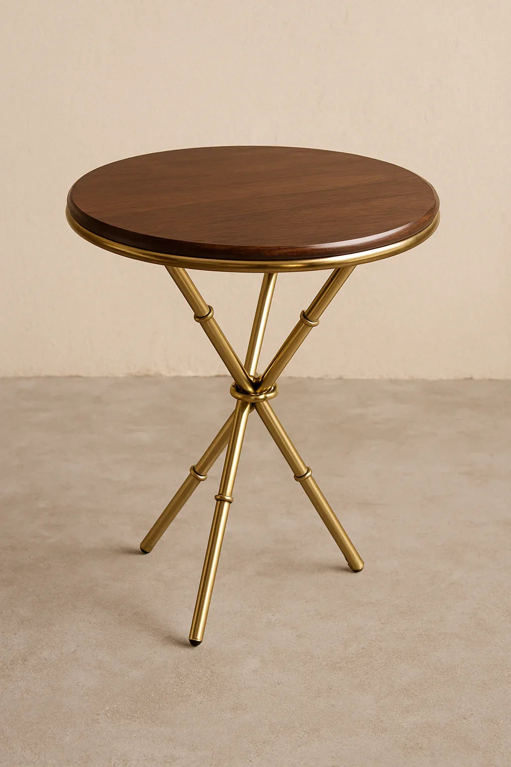Brown Wooden Top Table – Imported Brass Side Table