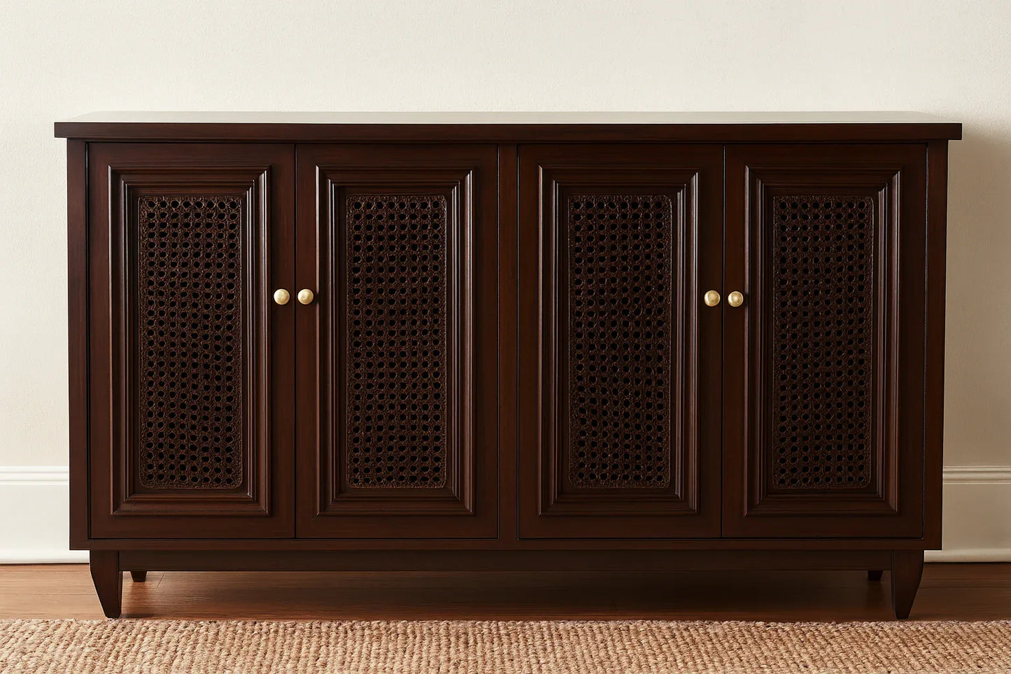Brown Cane Side Board – Elegant Deco Finish