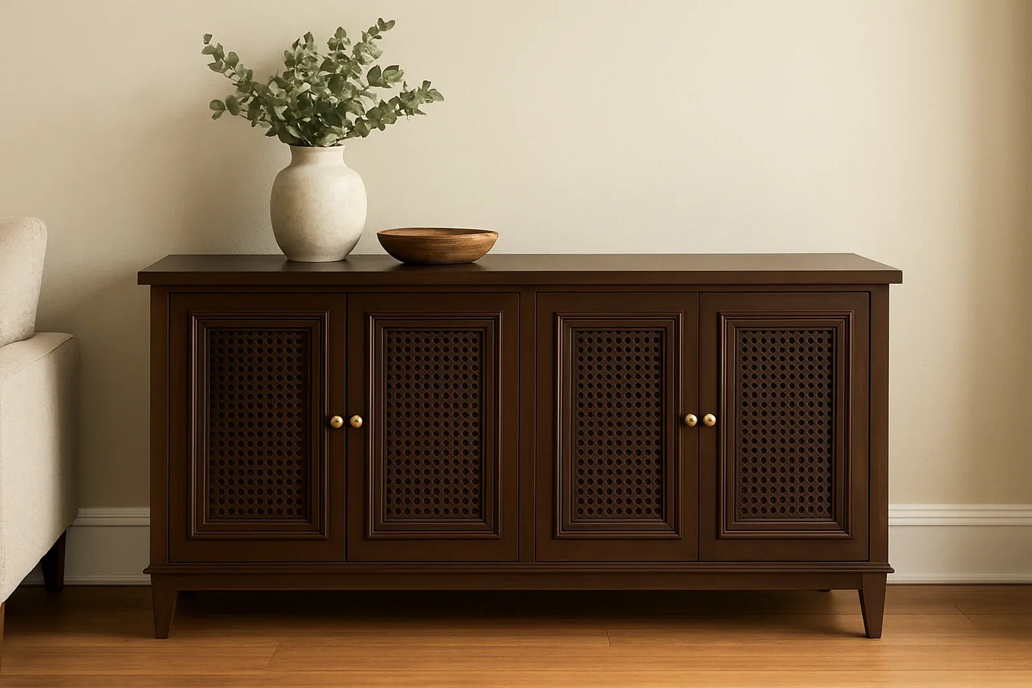 Brown Cane Side Board – Elegant Deco Finish