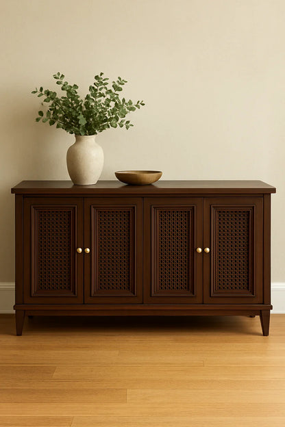 Brown Cane Side Board – Elegant Deco Finish