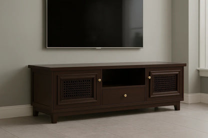 Brown Cane TV Console in Pakistan – 60" MDF Media Unit