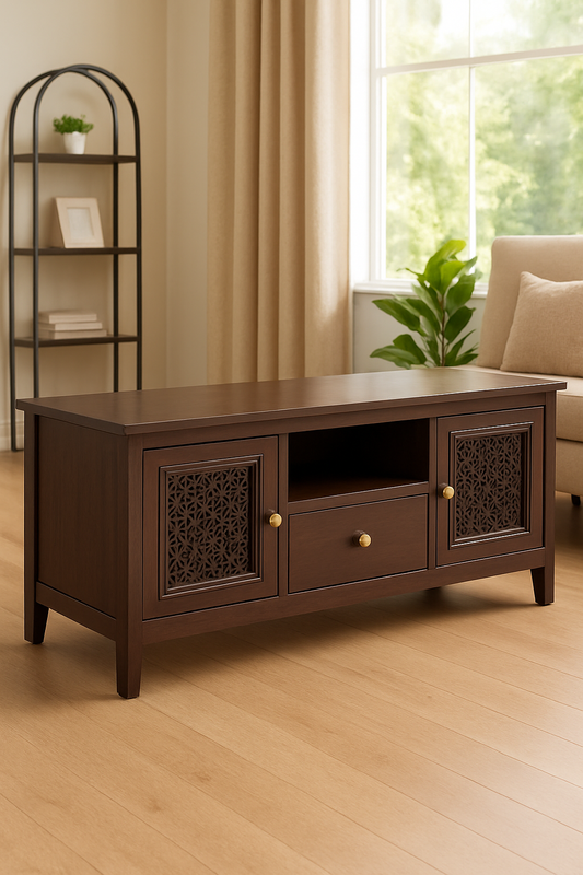 Brown Cane TV Console in Pakistan – 60" MDF Media Unit