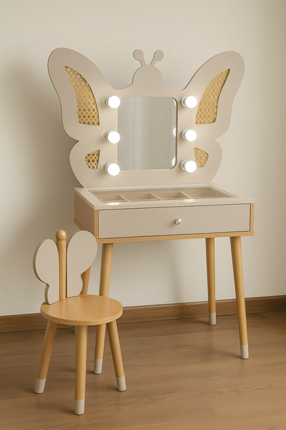 Butterfly Kids Vanity – MDF Deco Dressing Table Set