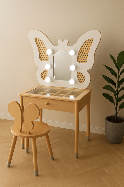 Butterfly Kids Vanity – MDF Deco Dressing Table Set