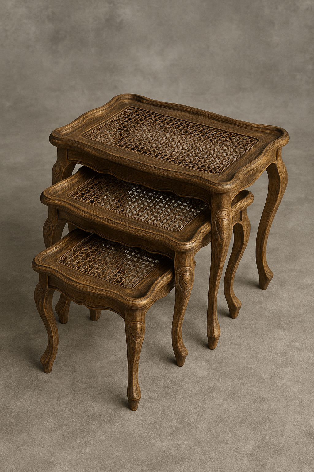 Cane Brown Panther Nesting Tables – Set of 3 Pakistan