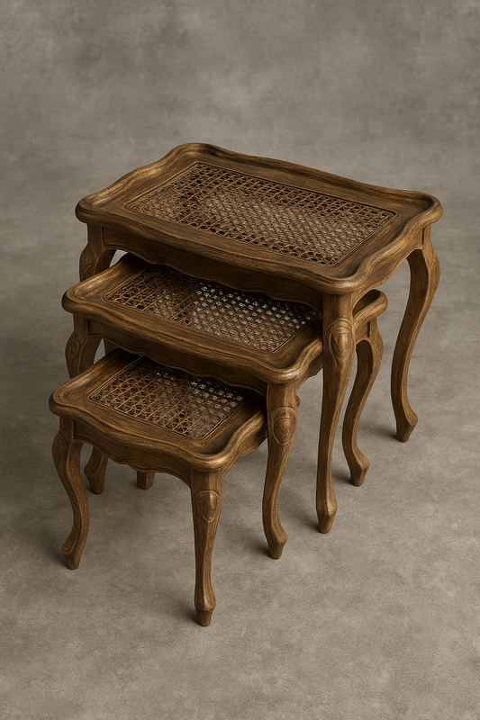 Cane Brown Panther Nesting Tables – Set of 3 Pakistan