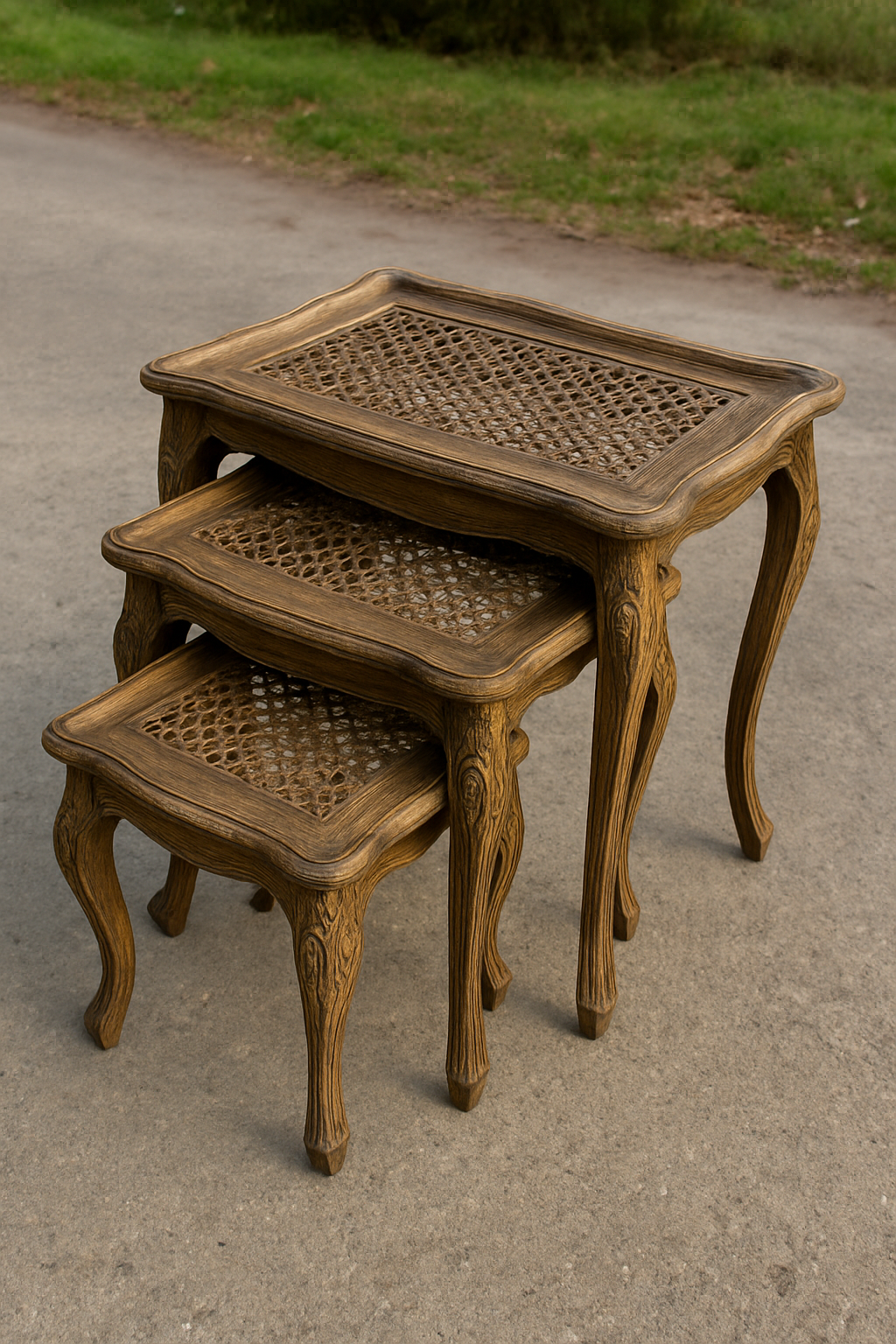 Cane Brown Panther Nesting Tables – Set of 3 Pakistan
