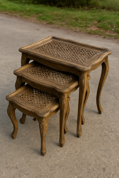 Cane Brown Panther Nesting Tables – Set of 3 Pakistan