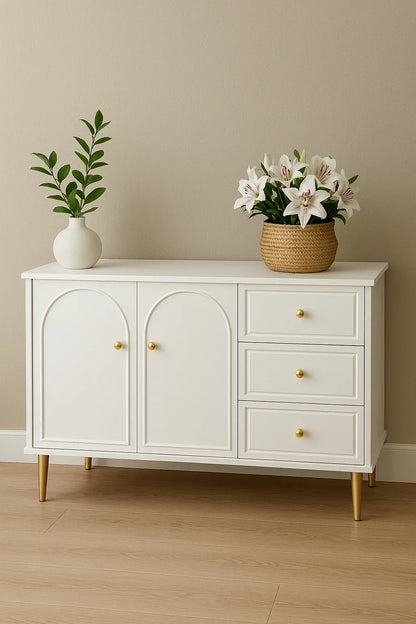 Carved Grace Console – CNC Design with Drawers
