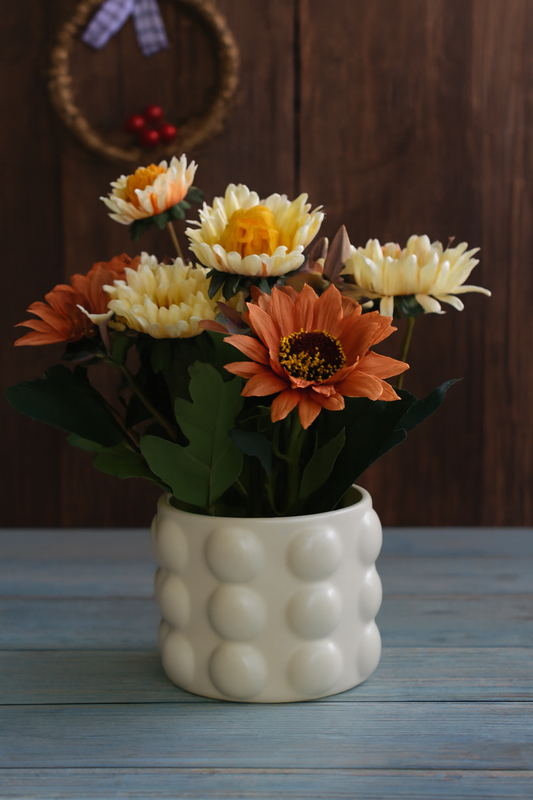 Ceramic Planter with Flowers | Elegant Home Décor Pot