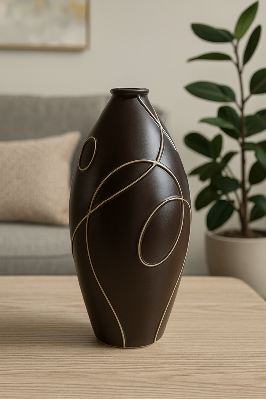 Ceramic Brown Vase in Pakistan – Imported Decorative Piece