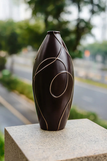 Ceramic Brown Vase in Pakistan – Imported Decorative Piece