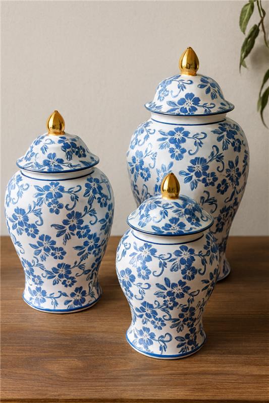 Ceramic Candy 012 Jar Set in Pakistan – White & Blue Decor