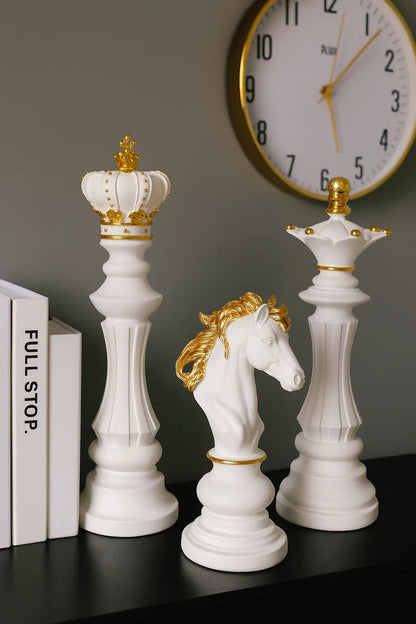 Three Piece Chess Set – Gold Plated Decorative Pieces