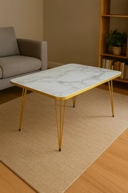 Iglo White Coffee Table – MDF Top & Sheesham Wood Base