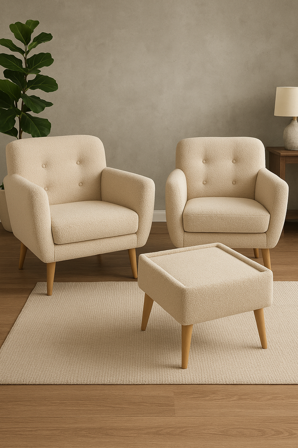 Cloud Sofa Chair Set – Boucle Sofa Chairs with Table Pakistan