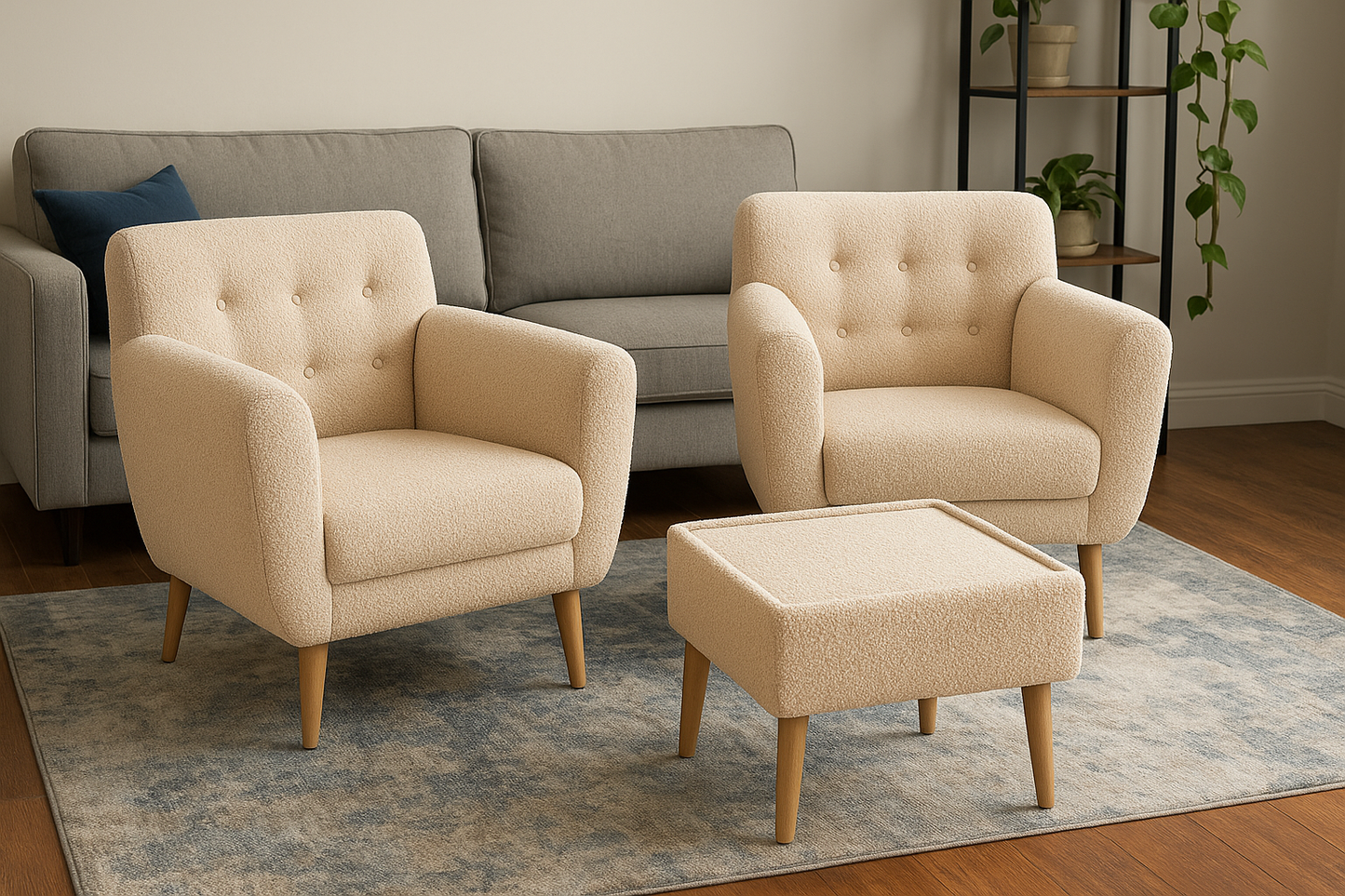 Cloud Sofa Chair Set – Boucle Sofa Chairs with Table Pakistan