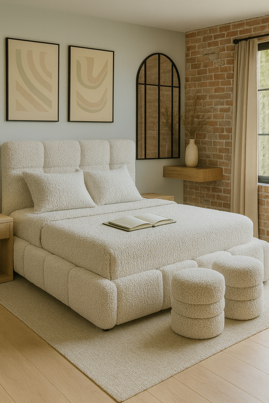 Clyde Boucle Bed in Pakistan – Luxury King Size Bed