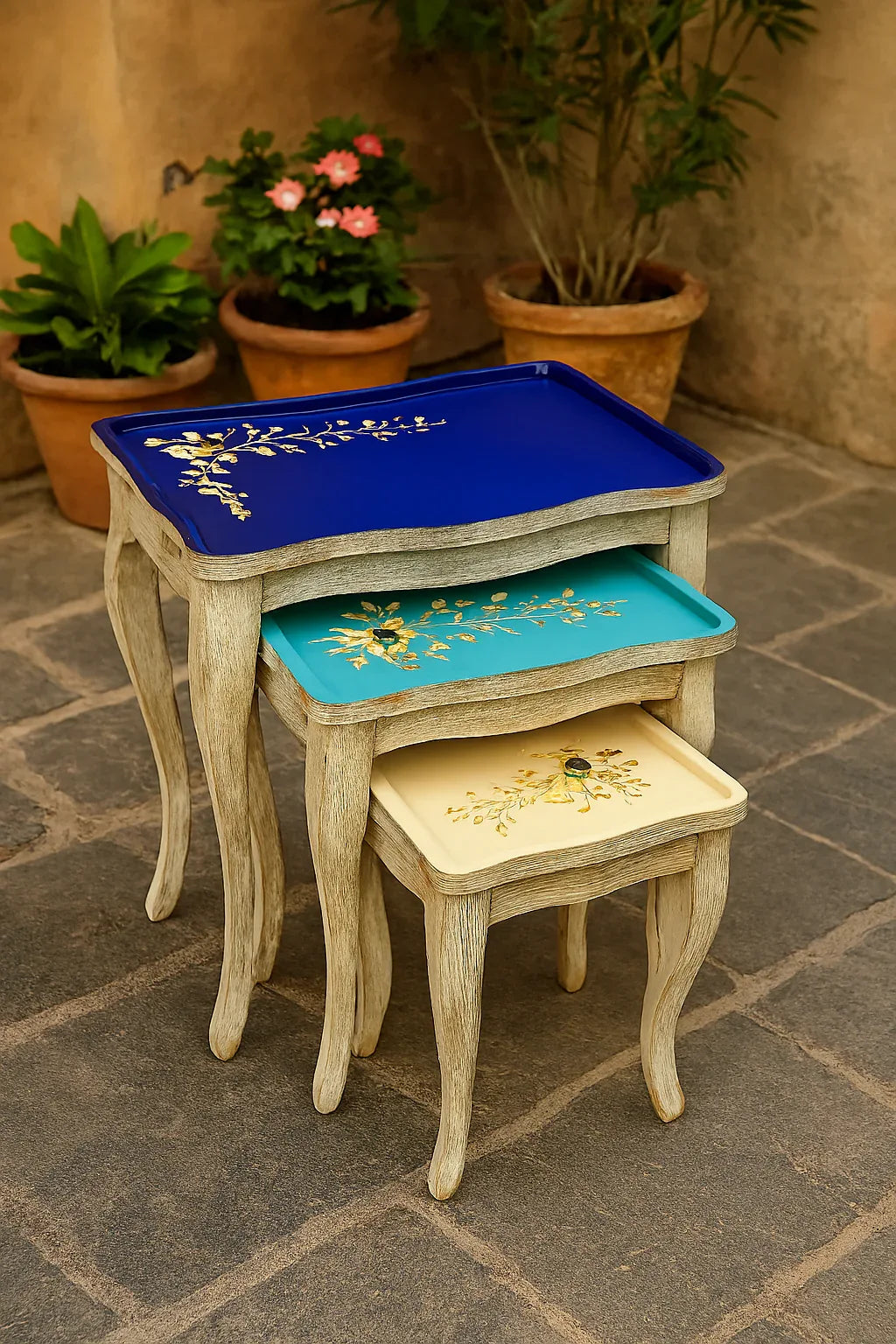 Cosime Nesting Table Set of 3 in Pakistan – Hand Painted