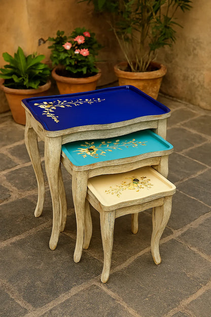 Cosime Nesting Table Set of 3 in Pakistan – Hand Painted