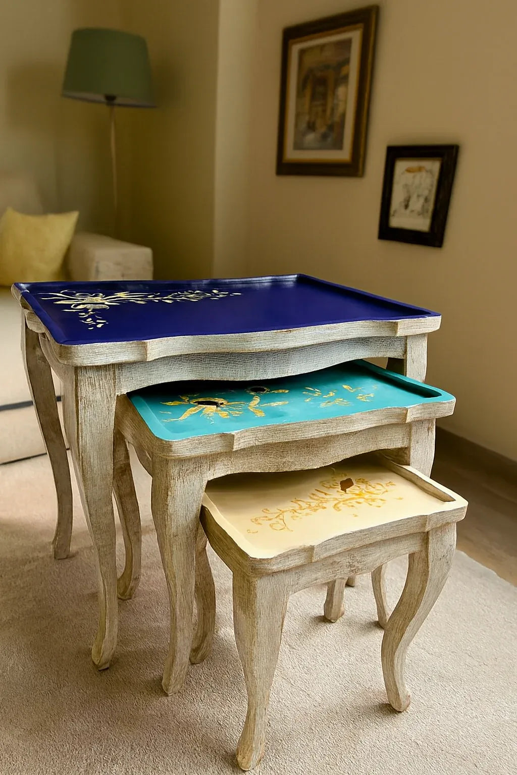 Cosime Nesting Table Set of 3 in Pakistan – Hand Painted