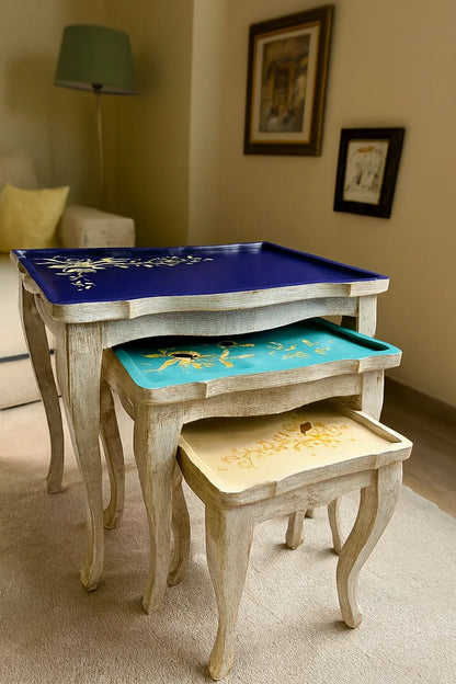 Cosime Nesting Table Set of 3 in Pakistan – Hand Painted