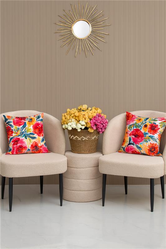 Cove Chair Set Beige with Round Stool | Cozy Seating Set!