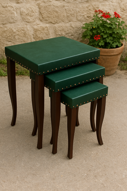 Croc Nesting Table Set – Sheesham Wood & Leatherite Top