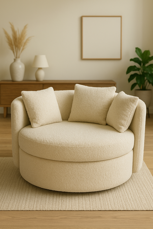Cuddle Chair Beige Boucle – Round Velvet Chair Pakistan