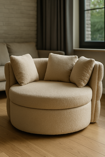Cuddle Chair Beige Boucle – Round Velvet Chair Pakistan