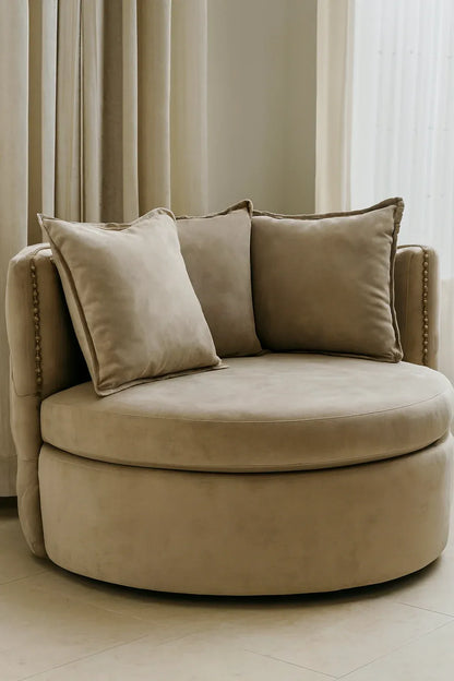 Cuddle Chair Brown in Pakistan – Solid Wood Velvet Chair