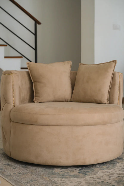 Cuddle Chair Brown in Pakistan – Solid Wood Velvet Chair