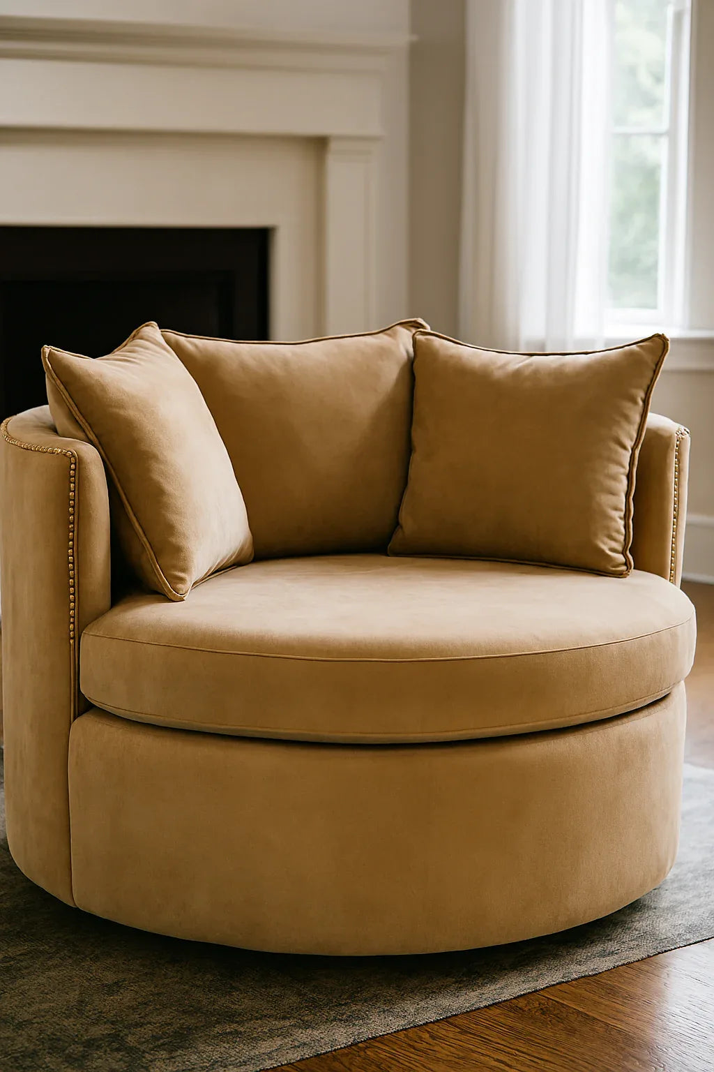Cuddle Chair Brown in Pakistan – Solid Wood Velvet Chair