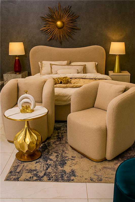 Curved Brownie Single Seater Sofa in Pakistan – Boucle Comfort