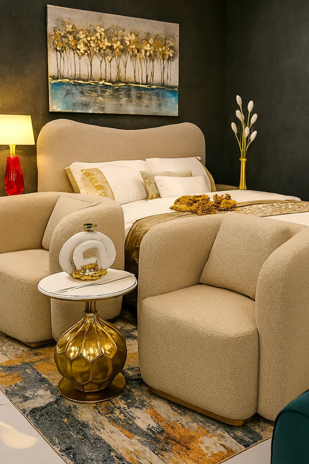 Curved Brownie Single Seater Sofa in Pakistan – Boucle Comfort