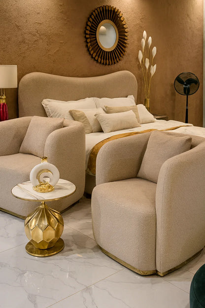 Curved Brownie Single Seater Sofa in Pakistan – Boucle Comfort