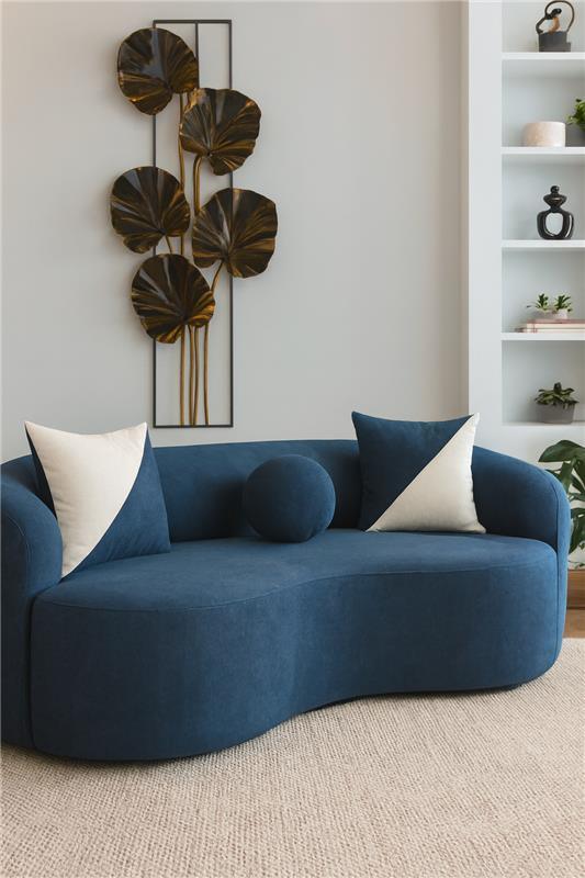 Dark Blue Isle 3 Seater Sofa in Pakistan – Curved Comfort