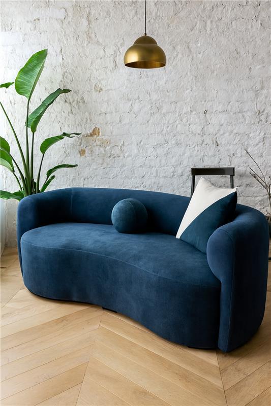 Dark Blue Isle 3 Seater Sofa in Pakistan – Curved Comfort