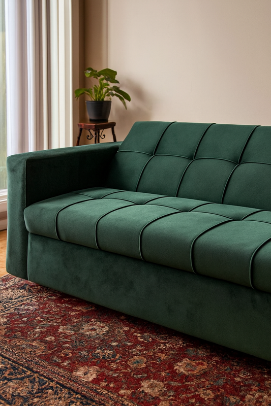 Dark Green Henry Sofa Cum Bed in Pakistan – Wood Frame