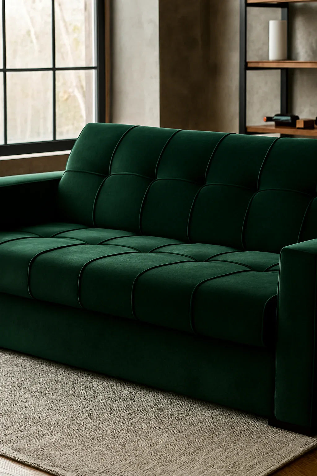 Dark Green Henry Sofa Cum Bed in Pakistan – Wood Frame