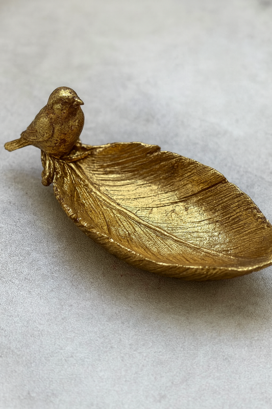 Deep Sparrow Candle Stand – Resin & Gold Leaf Décor