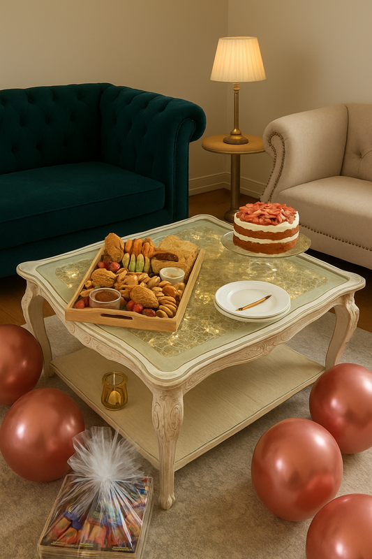 Double Top White Cane Center Table – Wood & Rattan