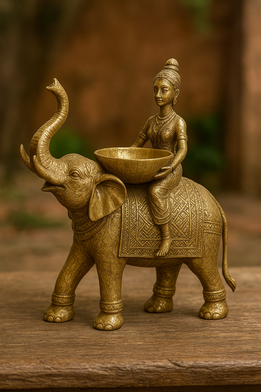 Elephant Decor Dull Gold – 12" Premium Home Sculpture