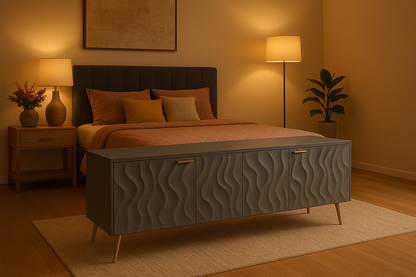 Florence Grey TV Console – MDF, CNC Design, Modern Style