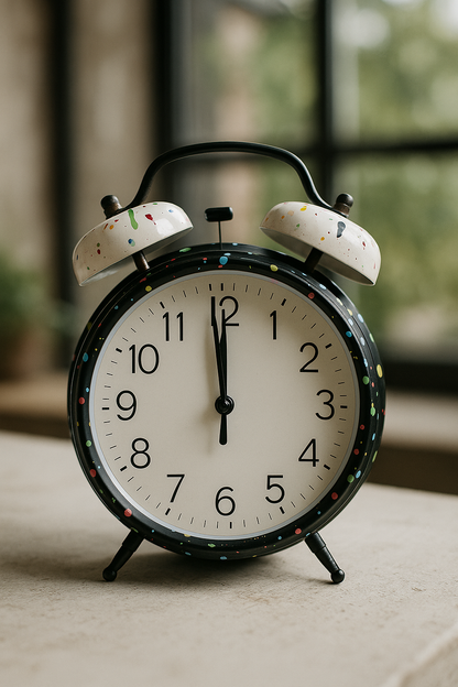 Funky Clock Black Large – Imported 12" Alarm Clock