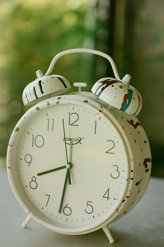 Funky Clock White Large – 12" Imported Alarm Clock